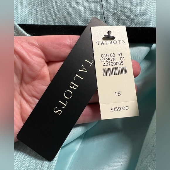 Talbots Seafoam Green Linen Blazer Jacket Size 16 Coastal Classic Preppy NWT - Picture 7 of 8